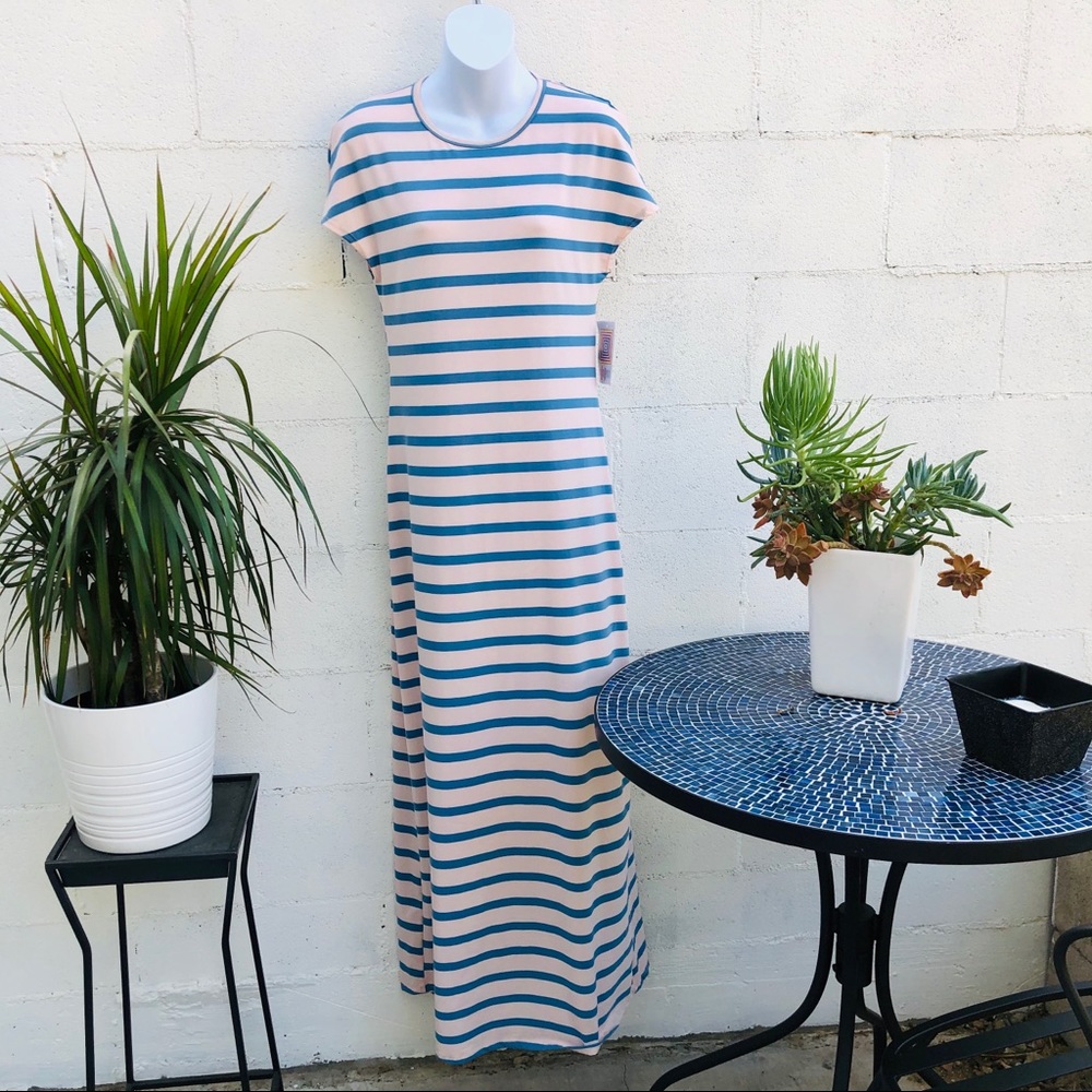New NWT Lularoe XS stripe dress pink and blue